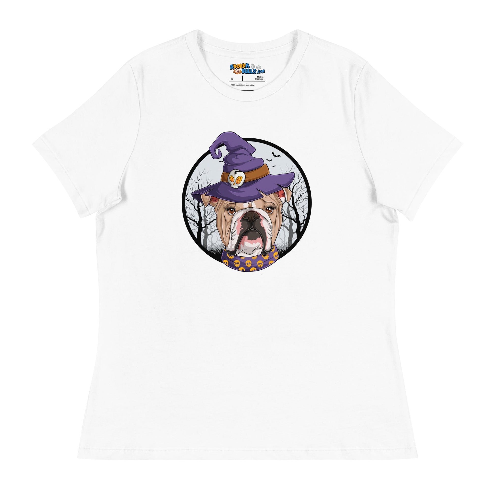 Halloween Bulldog Women's Relaxed Tee | Fawn & White Colored Female