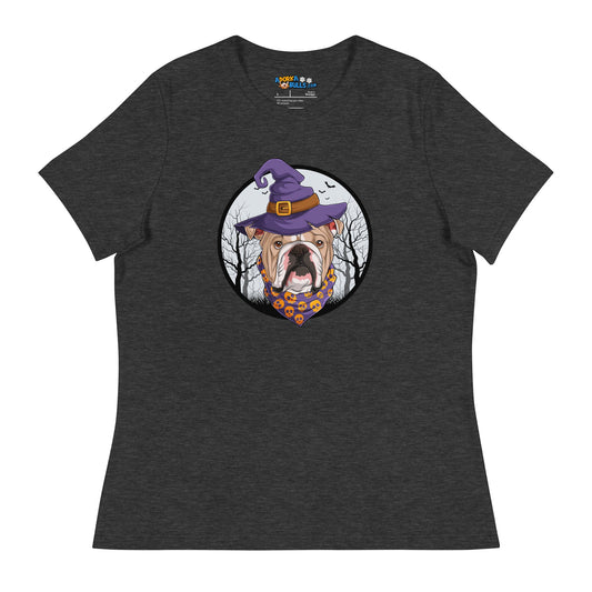 Halloween Bulldog Women's Relaxed Tee | Fawn & White Colored Male