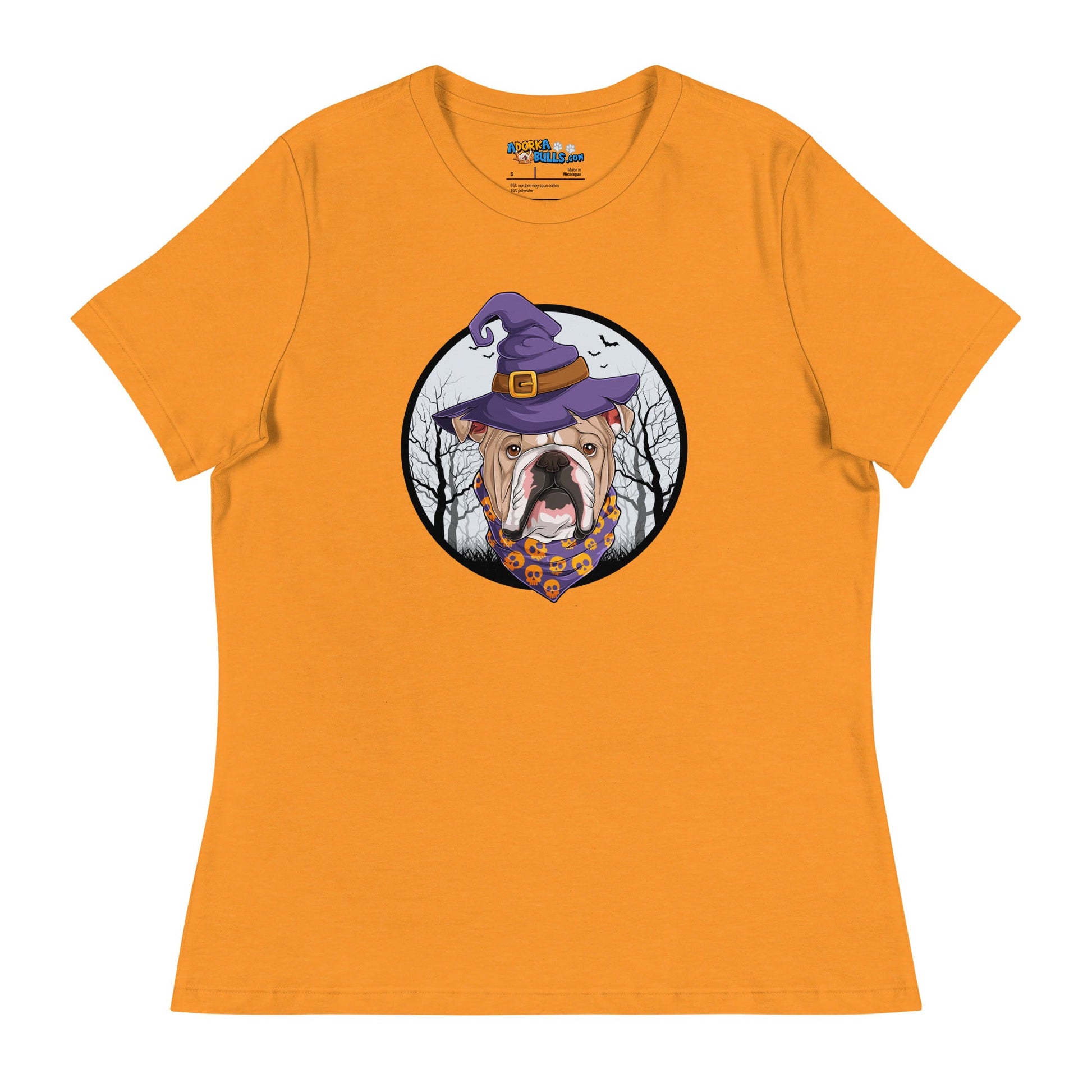 Halloween Bulldog Women's Relaxed Tee | Fawn & White Colored Male