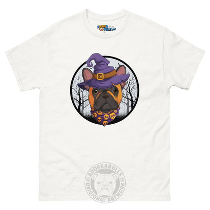 Halloween Witch tee, Male Frenchie Red &amp; White, White