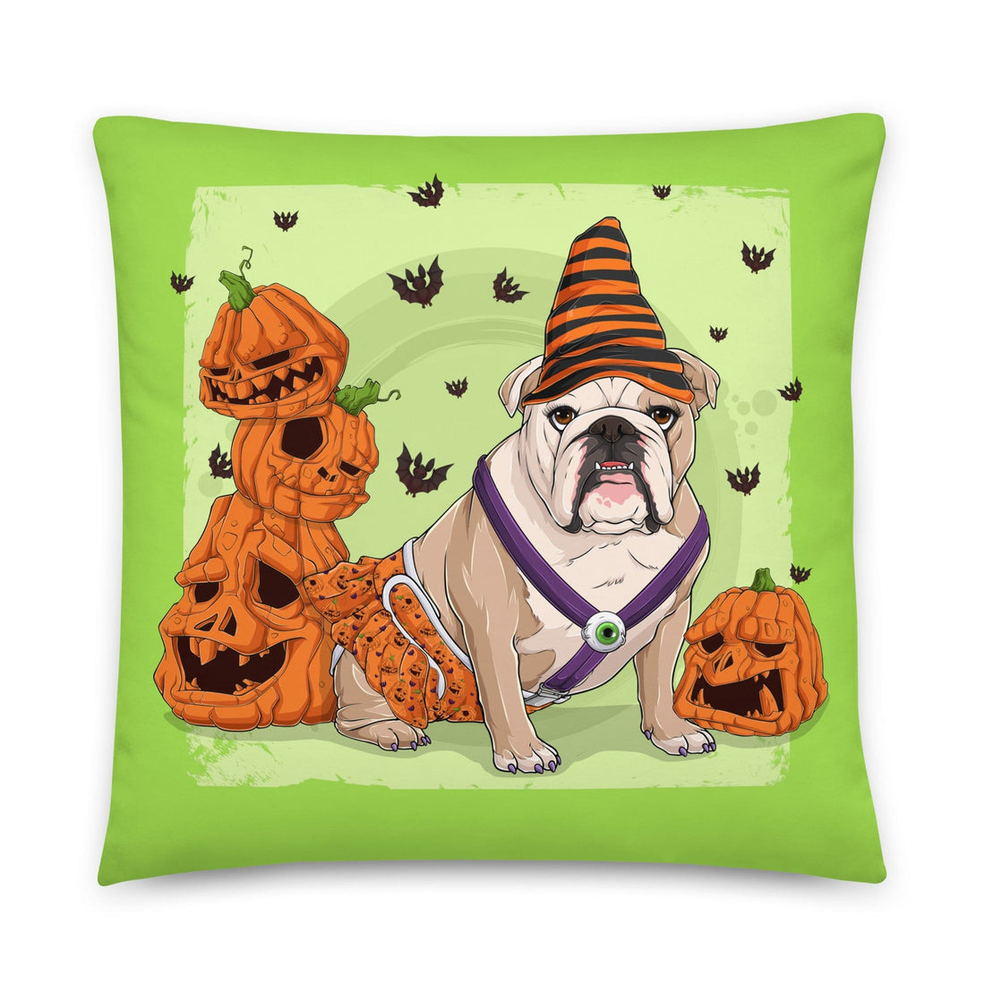 Halloween Pumpkin &amp; Bats Pillow