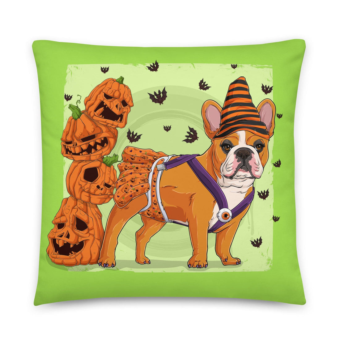 Halloween Pumpkin &amp; Bats Pillow