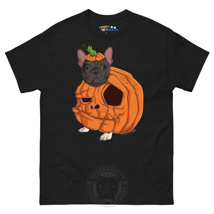 Halloween Pumpkin Bulldog Tee | Frenchie · Black &amp; White · Male | Black