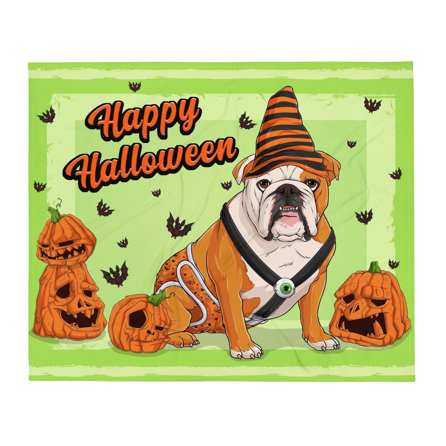 Halloween Pumpkins &amp; Bats Throw Blanket