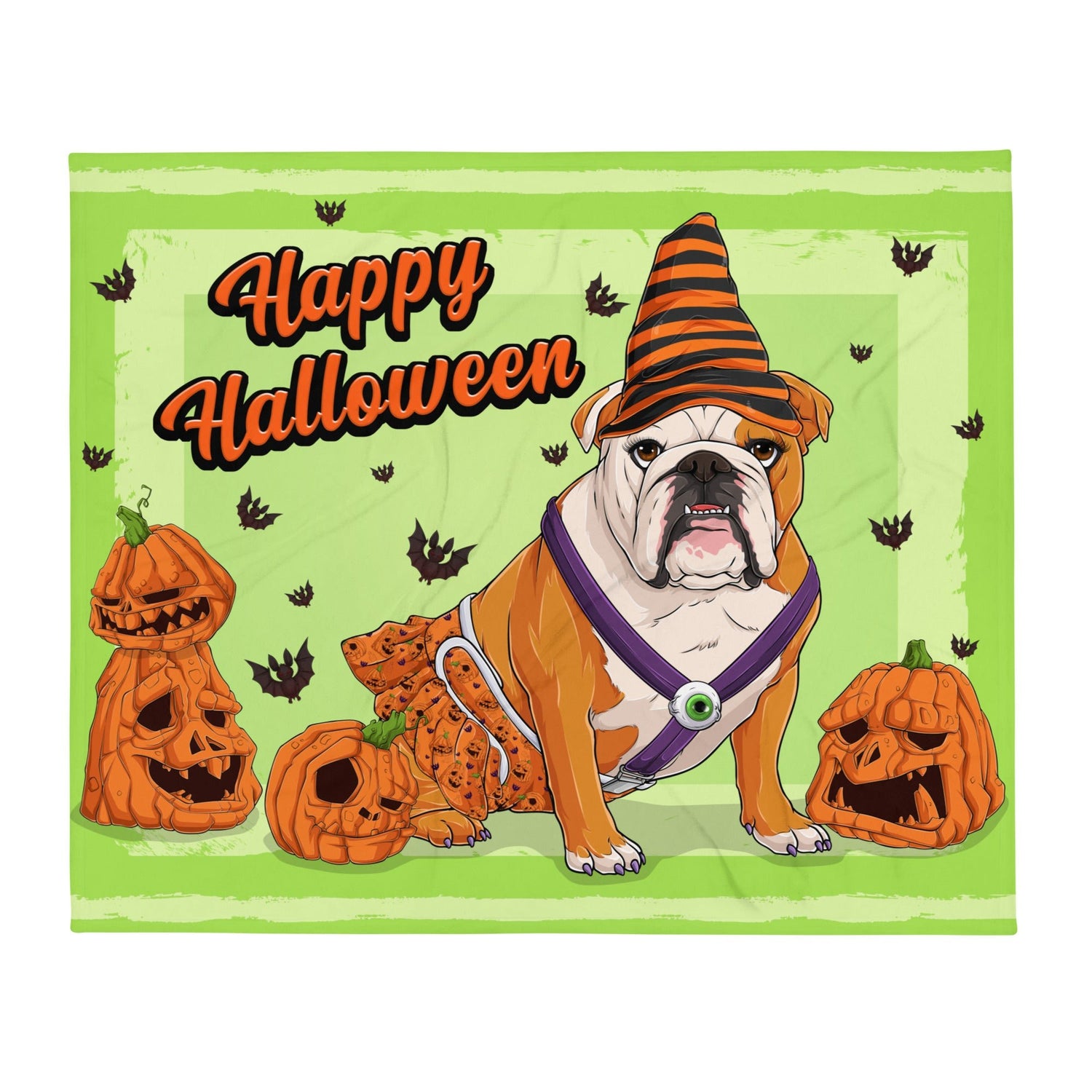 Halloween Pumpkins &amp; Bats Throw Blanket