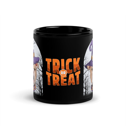 Halloween Trick or Treat Black Glossy Mug