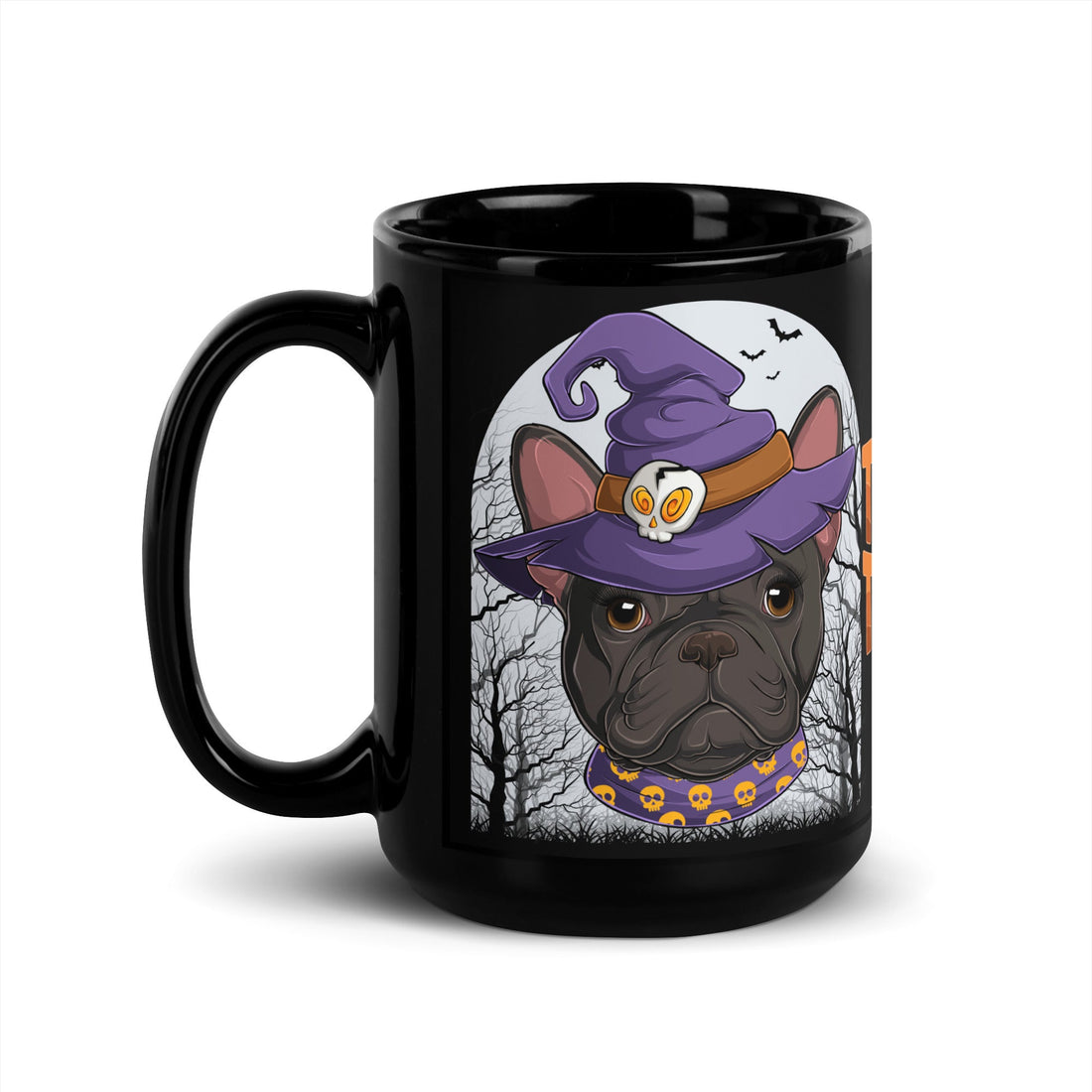 Halloween "Trick or Treat" Mug | B&amp;W Colored Female French Bulldog