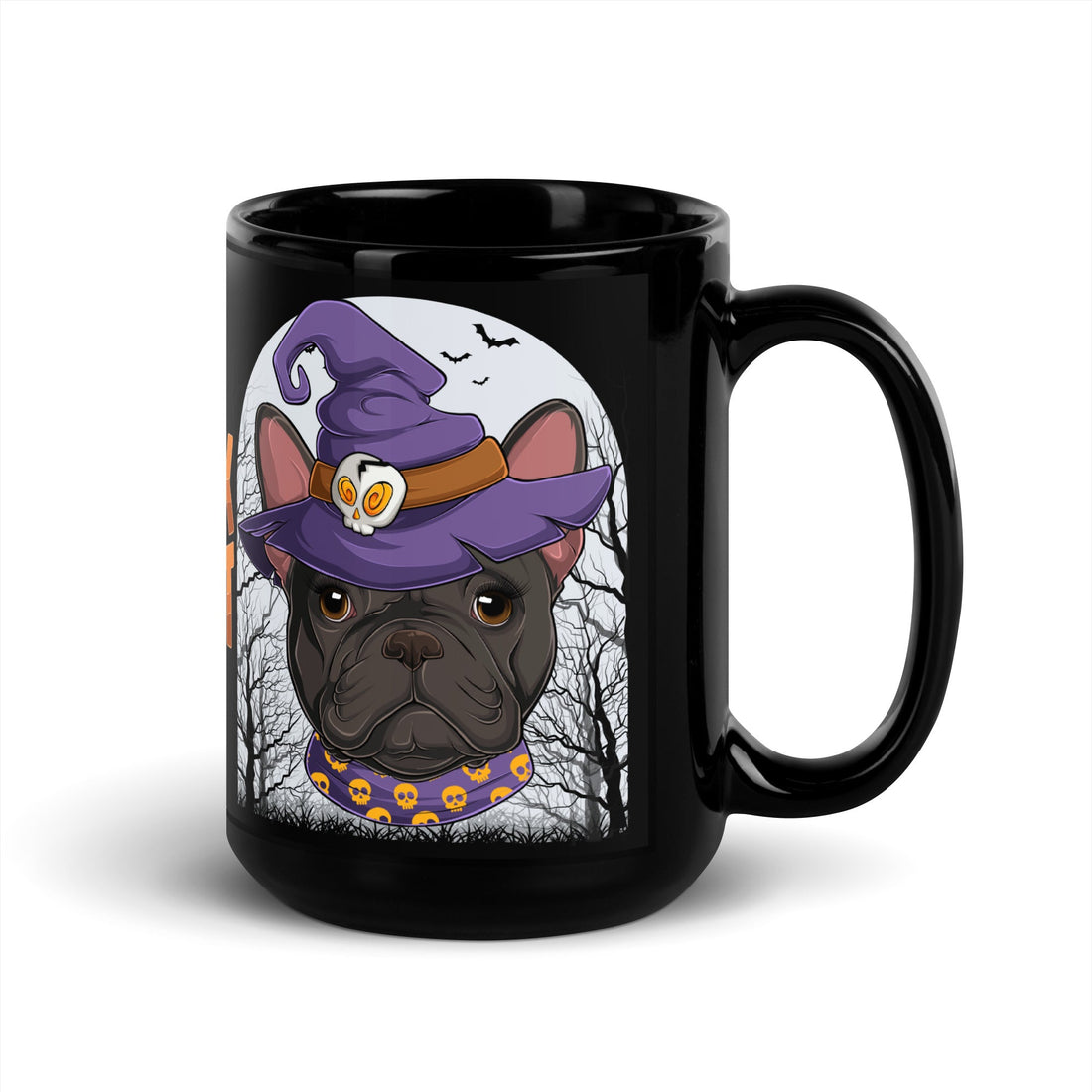 Halloween "Trick or Treat" Mug | B&amp;W Colored Female French Bulldog