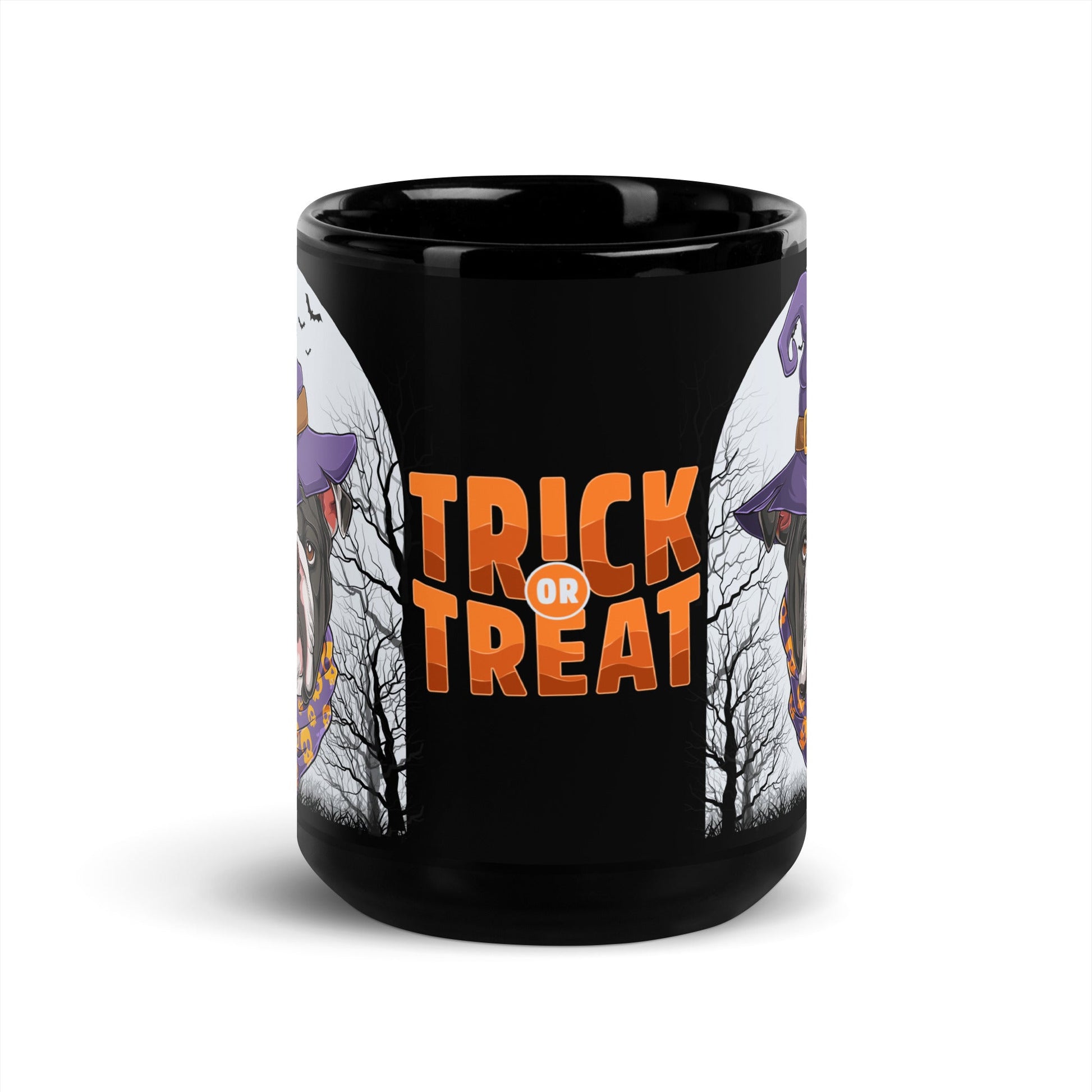 Halloween "Trick or Treat" Mug | B&W Colored Male English Bulldog