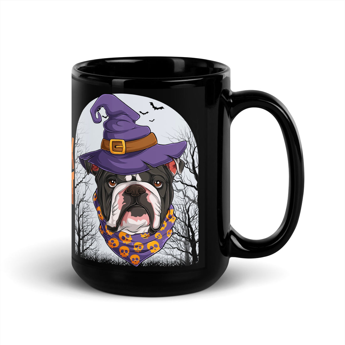 Halloween "Trick or Treat" Mug | B&amp;W Colored Male English Bulldog
