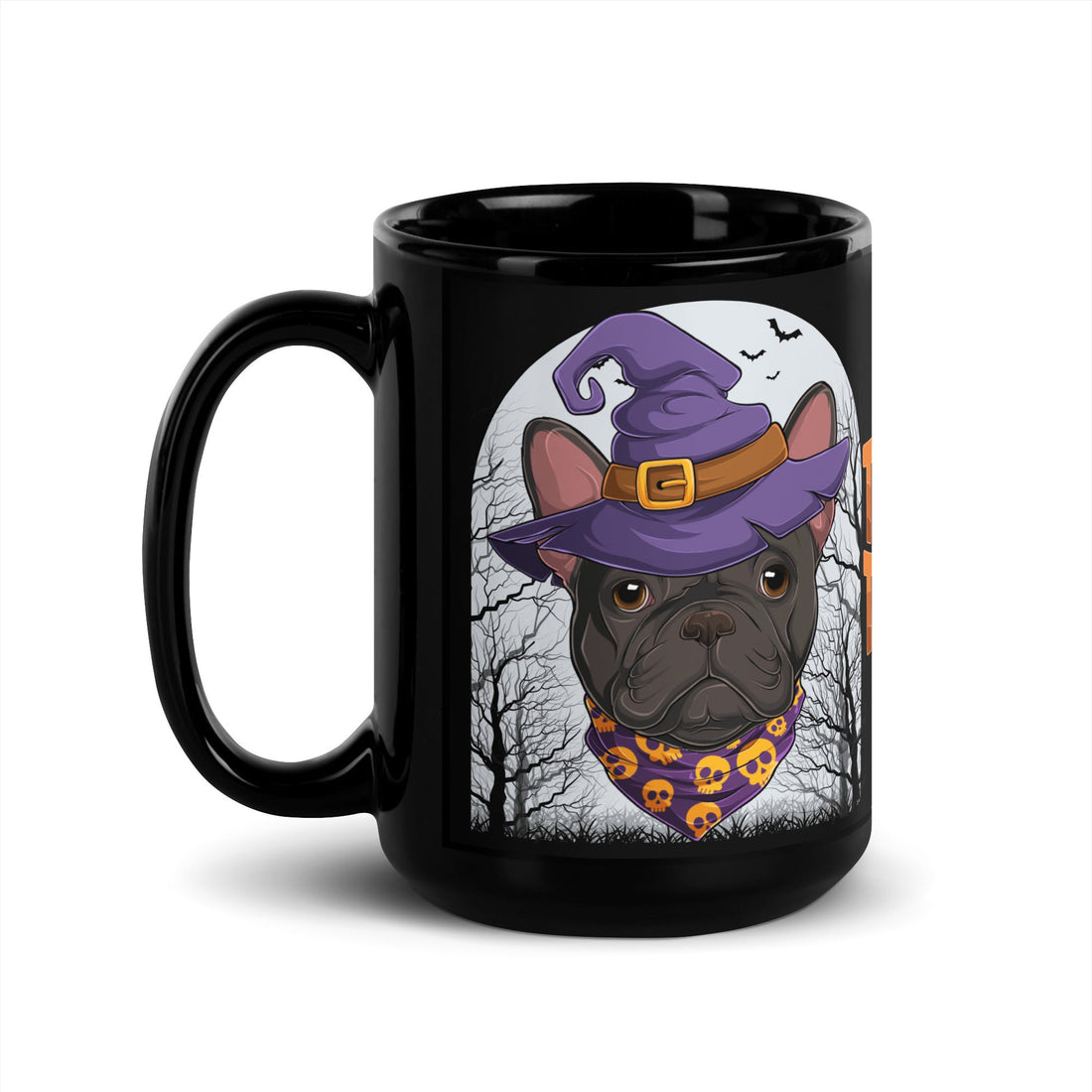 Halloween "Trick or Treat" Mug | B&amp;W Colored Male French Bulldog