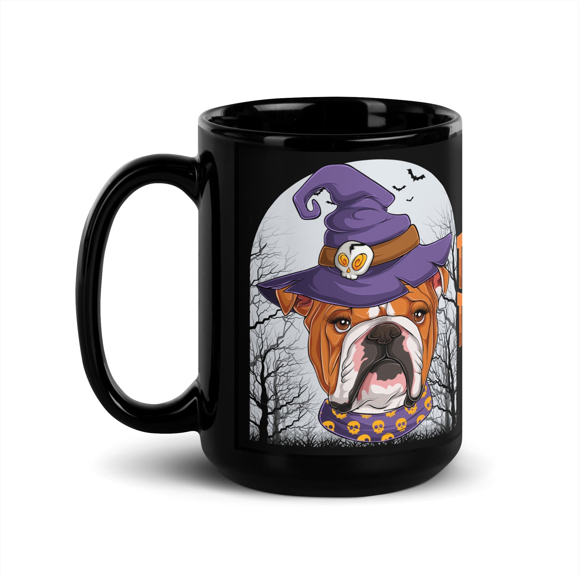 Halloween "Trick or Treat" Mug | Red & White Colored Female English Bulldog