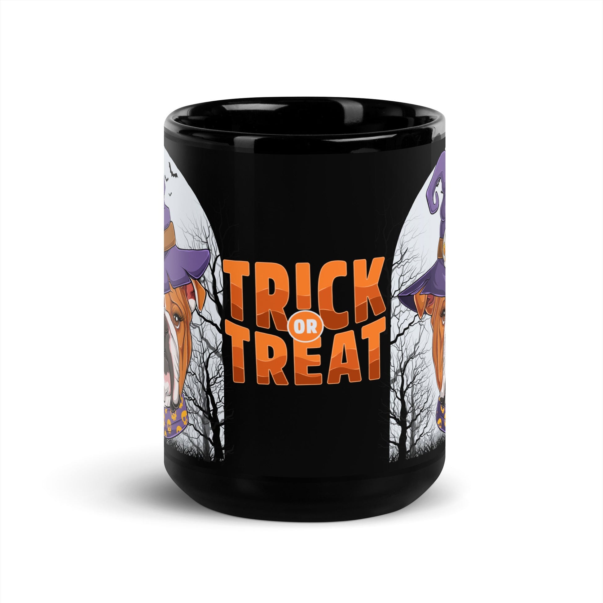 Halloween "Trick or Treat" Mug | Red & White Colored Female English Bulldog