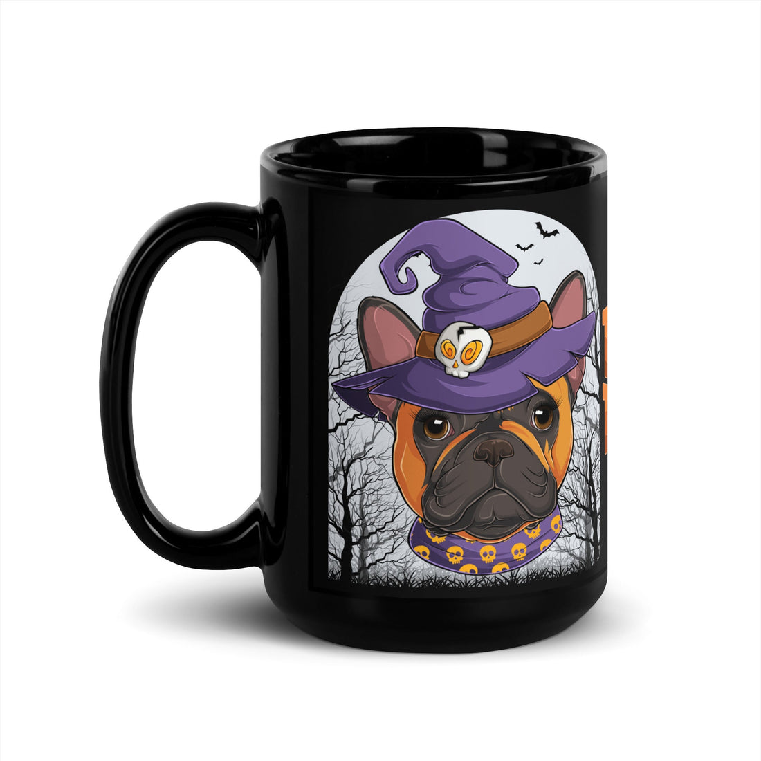Halloween "Trick or Treat" Mug | Red &amp; White Colored Female French Bulldog