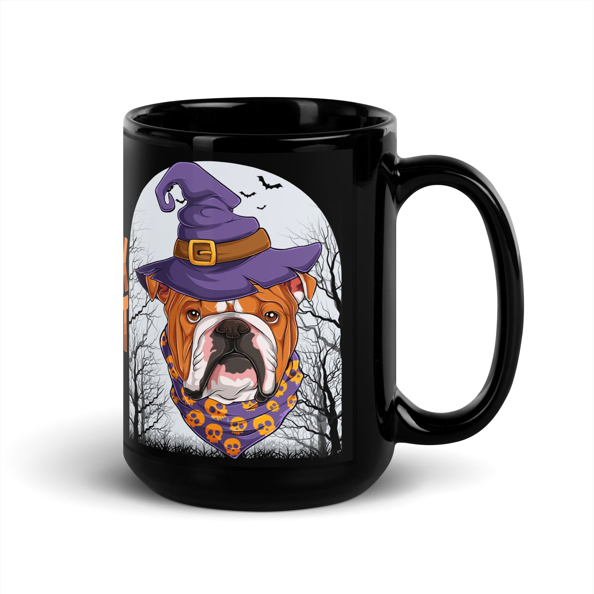 Halloween "Trick or Treat" Mug | Red & White Colored Male English Bulldog