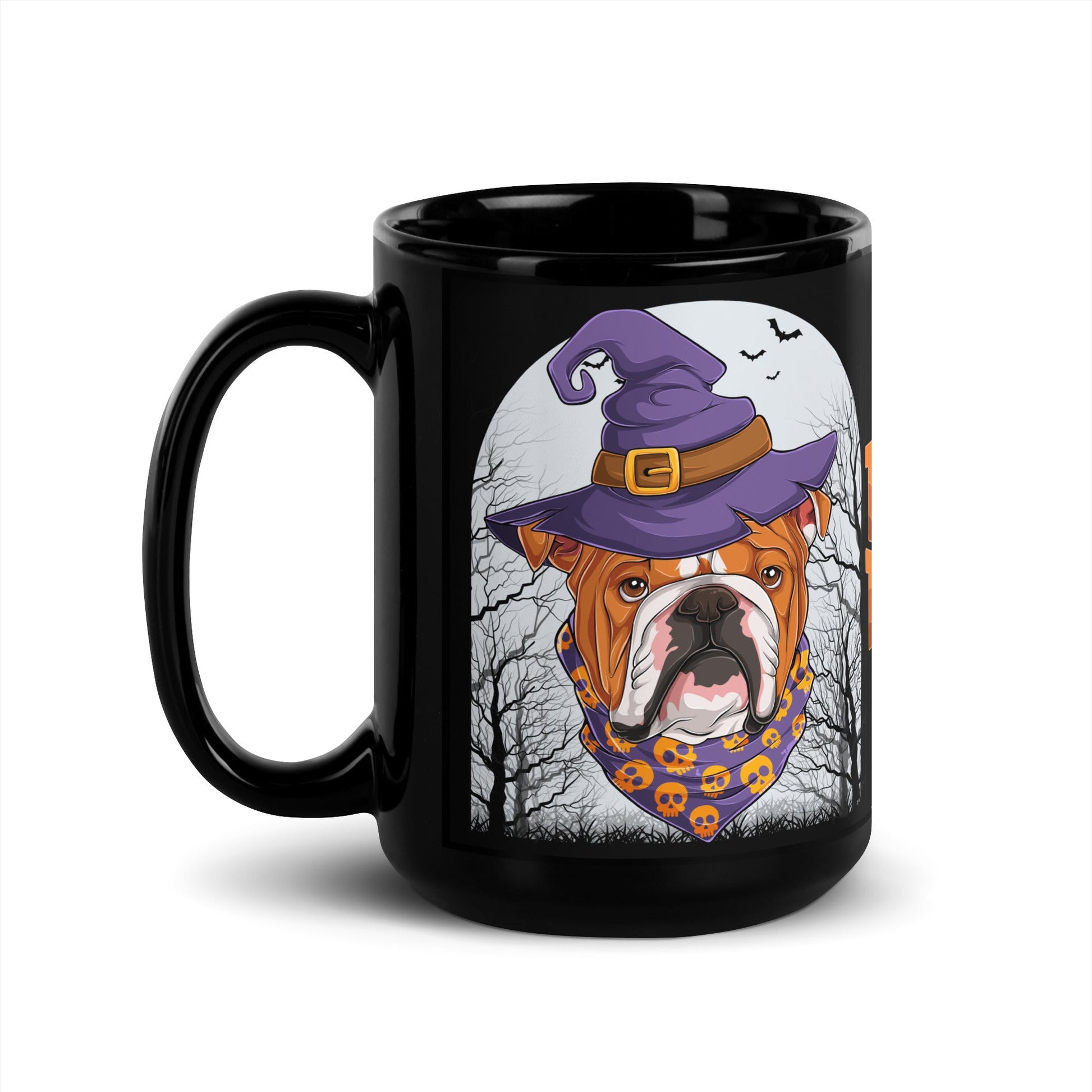 Halloween "Trick or Treat" Mug | Red & White Colored Male English Bulldog