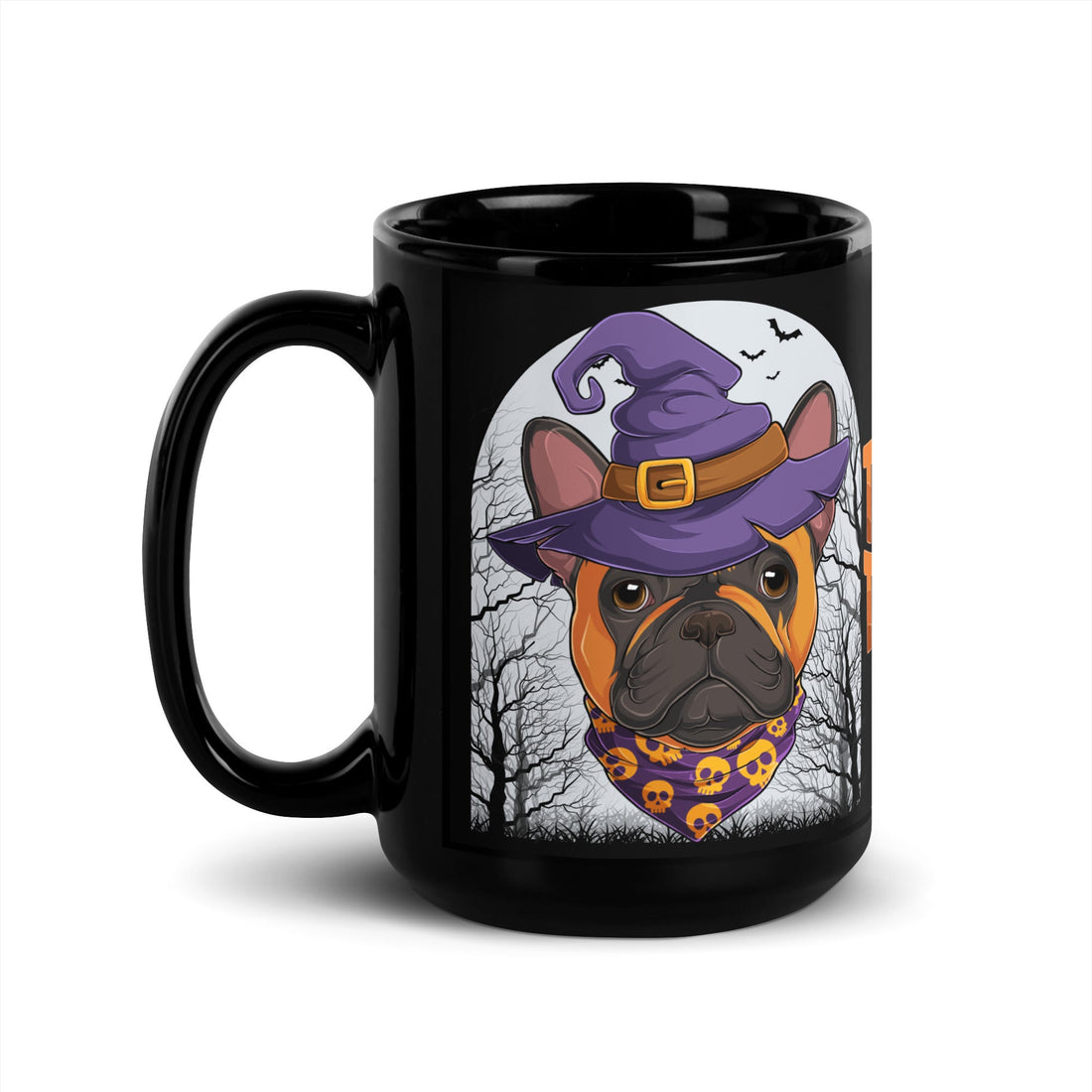 Halloween "Trick or Treat" Mug | Red &amp; White Colored Male French Bulldog