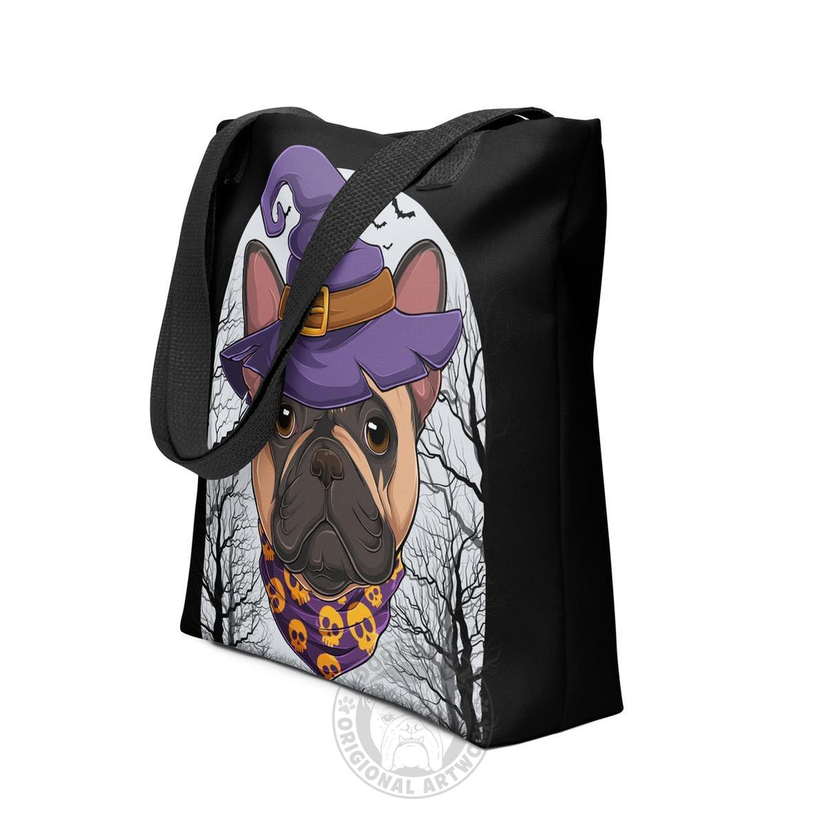 Halloween Witch Bulldog Tote Bag | Frenchie · Fawn &amp; White · Male