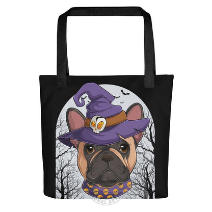 Halloween Witch Bulldog Tote Bag | Frenchie · Fawn &amp; White · Female