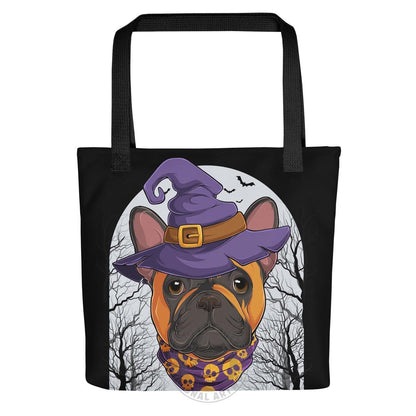 Halloween Witch Bulldog Tote Bag | Frenchie · Red &amp; White · Male