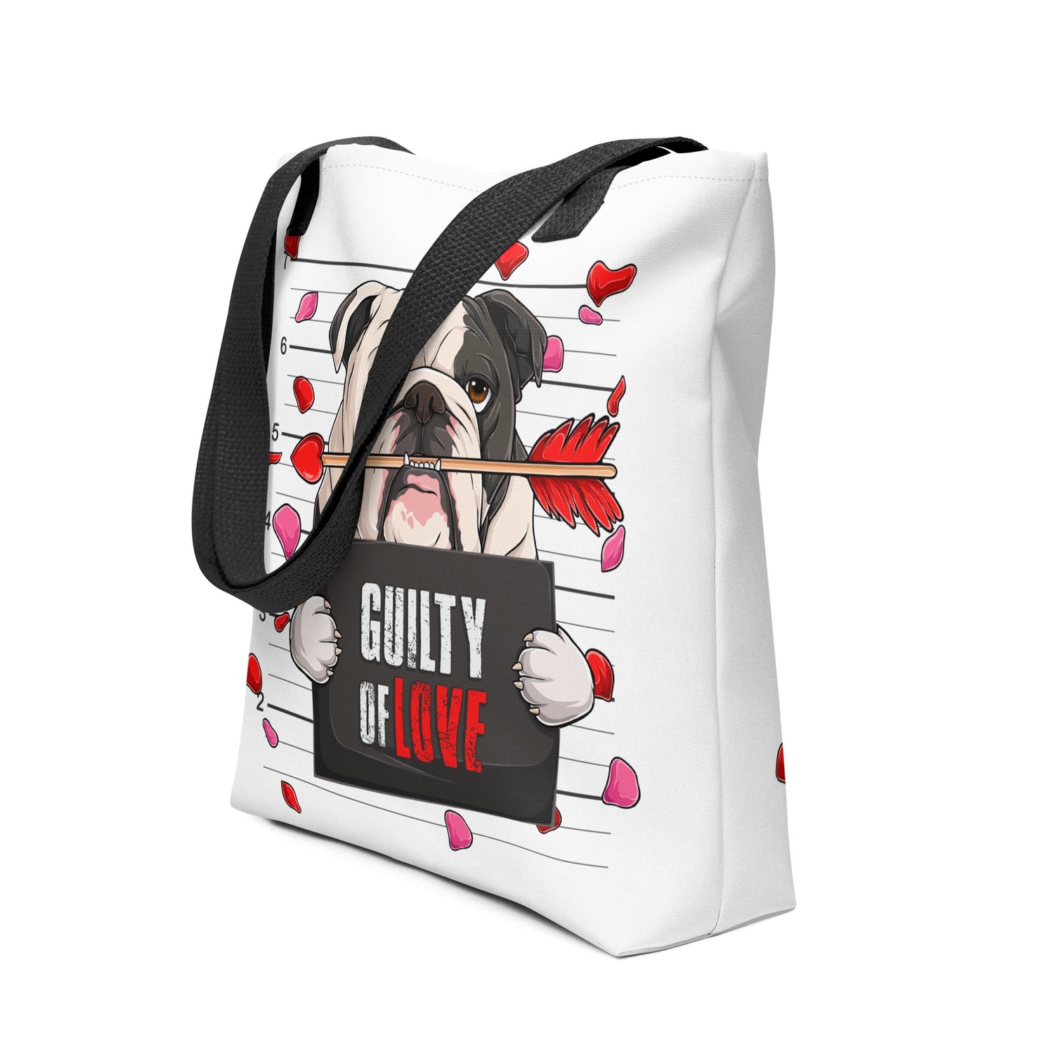 Handsome Black &amp; White Colored Male English Bulldog Guilty of Love Tote Bag