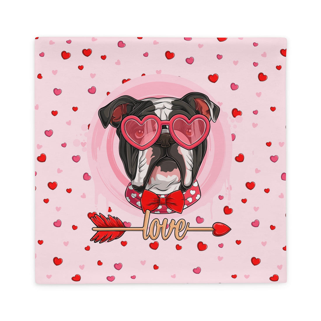 Handsome Black & White Colored Male English Bulldog Pink Valentine&