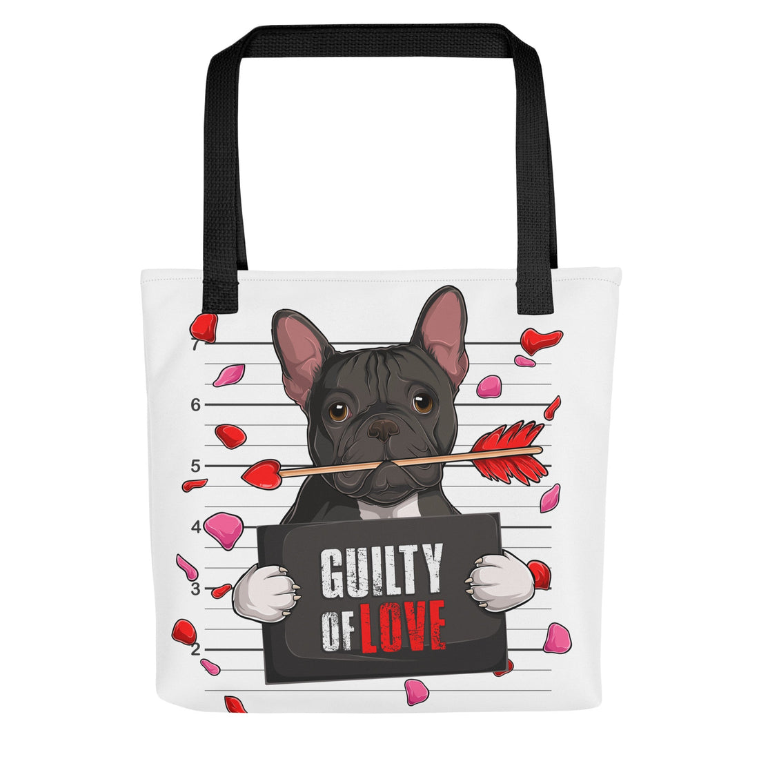 Handsome Black &amp; White Colored Male French Bulldog Guilty of Love Tote Bag