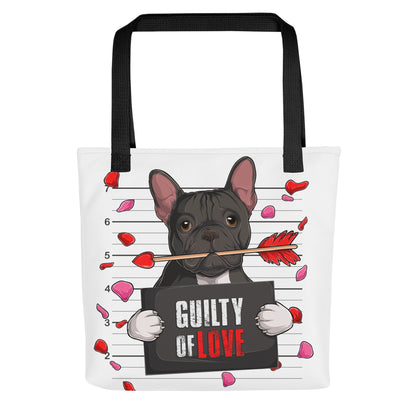 Handsome Black &amp; White Colored Male French Bulldog Guilty of Love Tote Bag