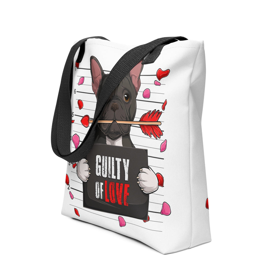 Handsome Black &amp; White Colored Male French Bulldog Guilty of Love Tote Bag