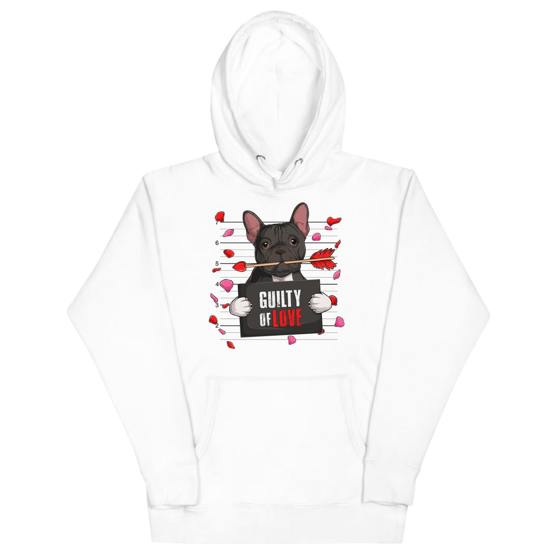 Handsome Black &amp; White Colored Male French Bulldog Guilty of Love Unisex Hoodie