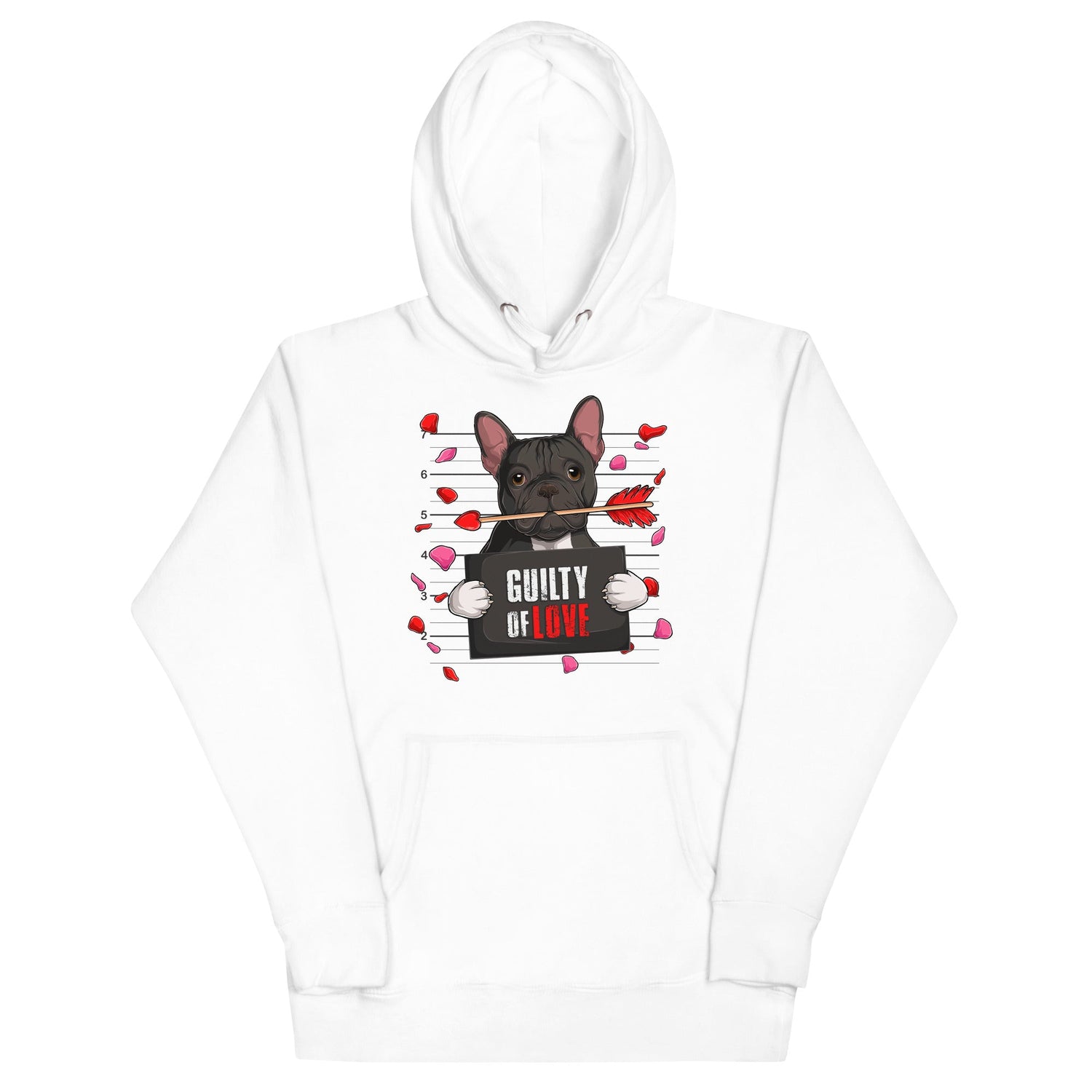 Handsome Black &amp; White Colored Male French Bulldog Guilty of Love Unisex Hoodie