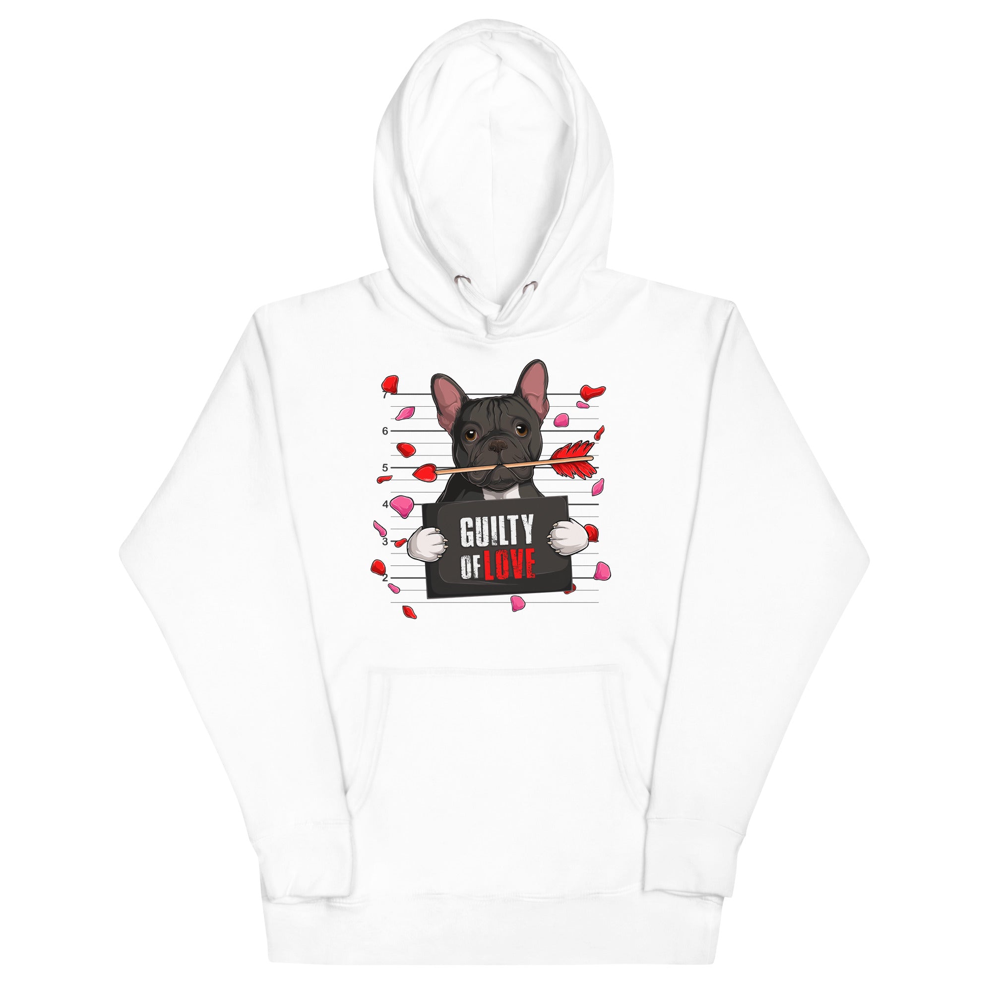 Handsome Black &amp; White Colored Male French Bulldog Guilty of Love Unisex Hoodie
