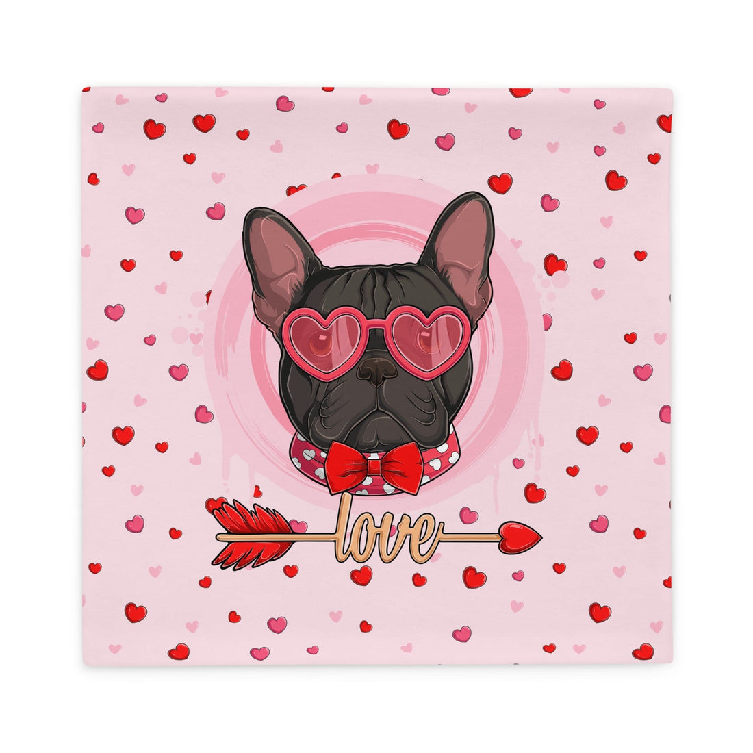 Handsome Black & White Colored Male French Bulldog Pink Valentine&