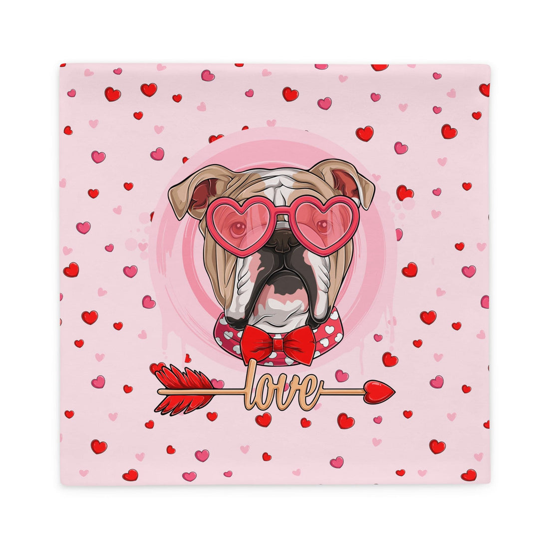 Handsome Fawn & White Colored Male English Bulldog Pink Valentine&