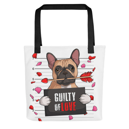 Handsome Fawn &amp; White Colored Male French Bulldog Guilty of Love Tote Bag