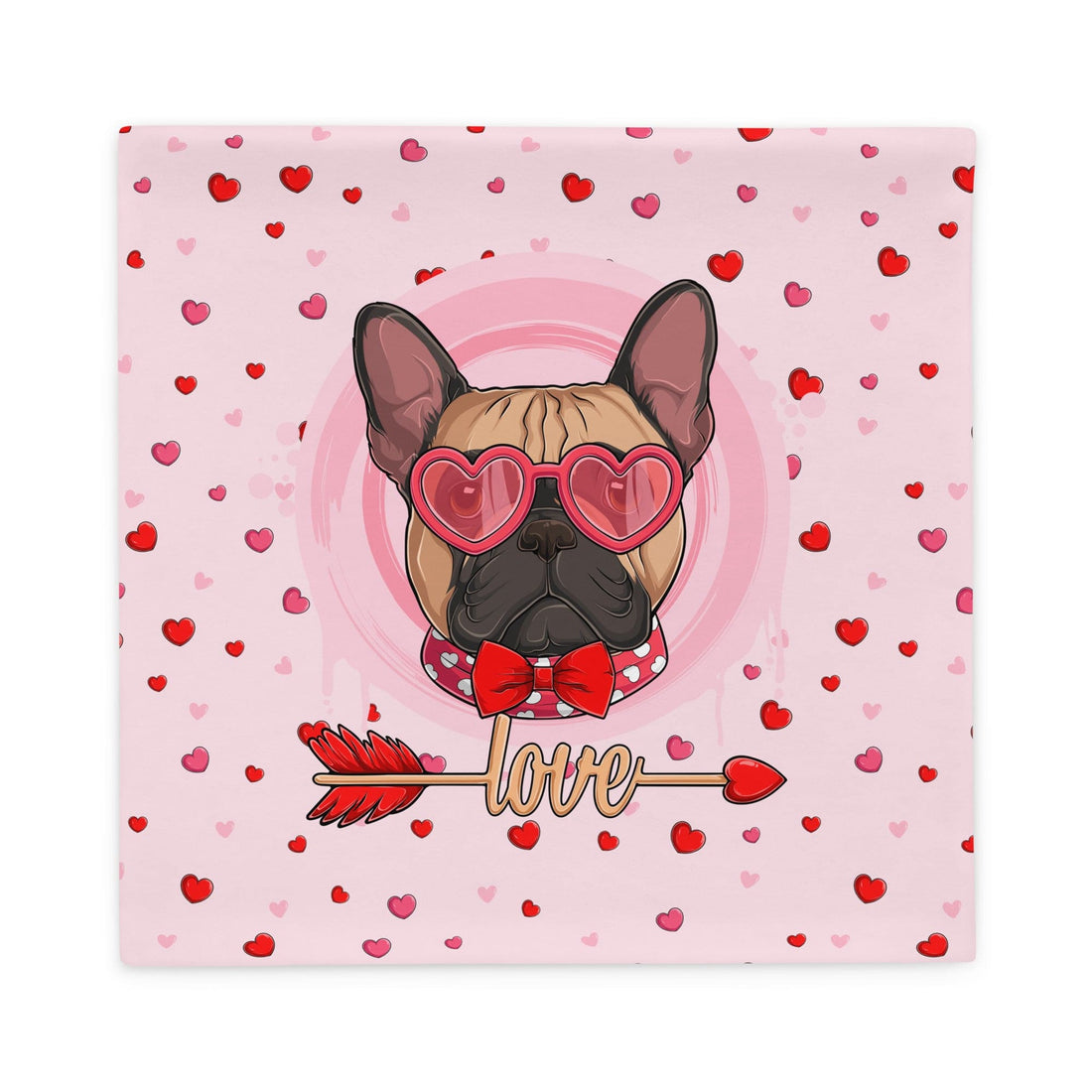 Handsome Fawn & White Colored Male French Bulldog Pink Valentine&
