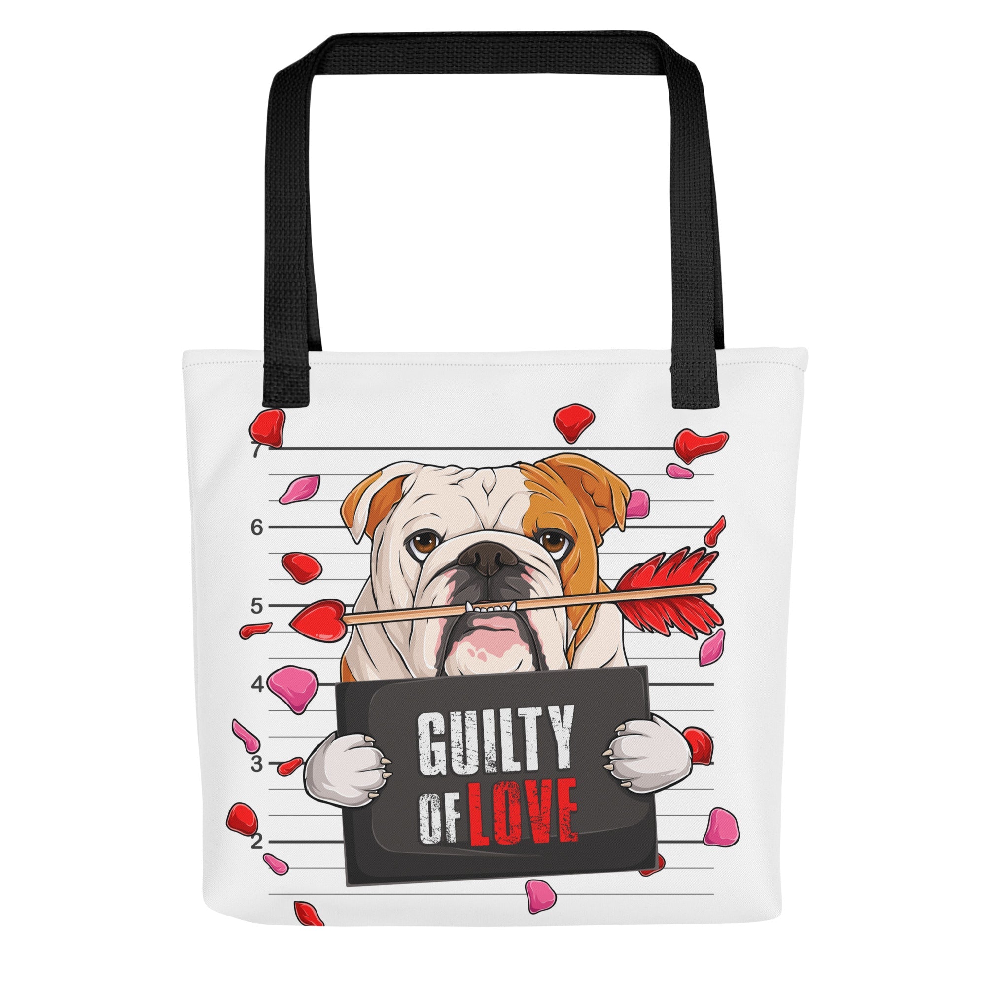 Handsome Red &amp; White Colored Male English Bulldog Guilty of Love Tote Bag