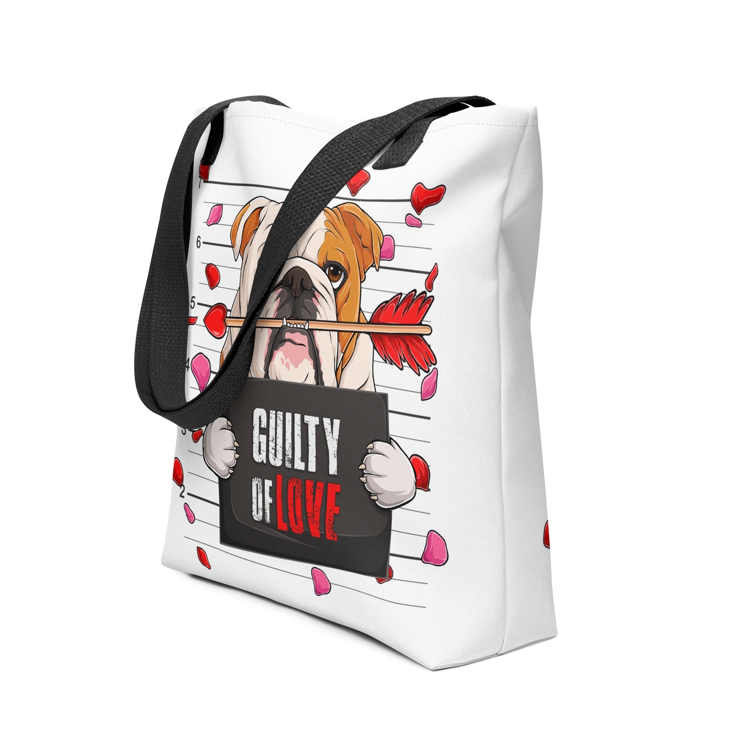 Handsome Red &amp; White Colored Male English Bulldog Guilty of Love Tote Bag