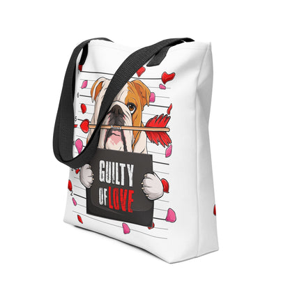 Handsome Red &amp; White Colored Male English Bulldog Guilty of Love Tote Bag