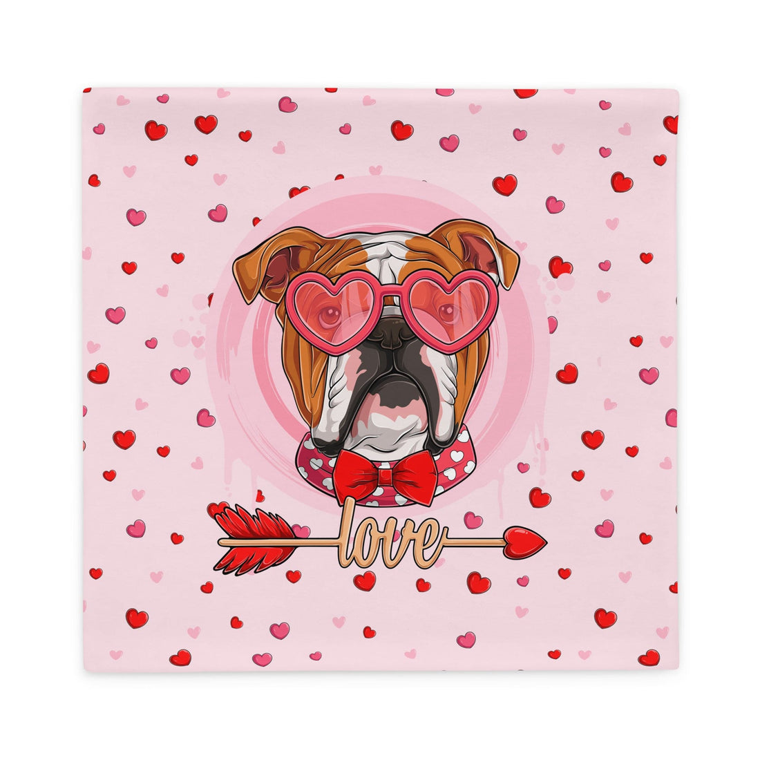 Handsome Red & White Colored Male English Bulldog Pink Valentine&