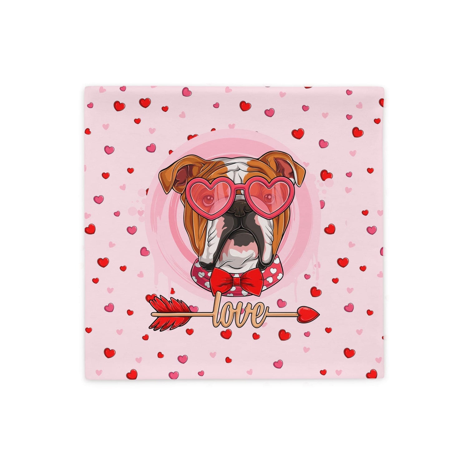 Handsome Red &amp; White Colored Male English Bulldog Pink Valentine&