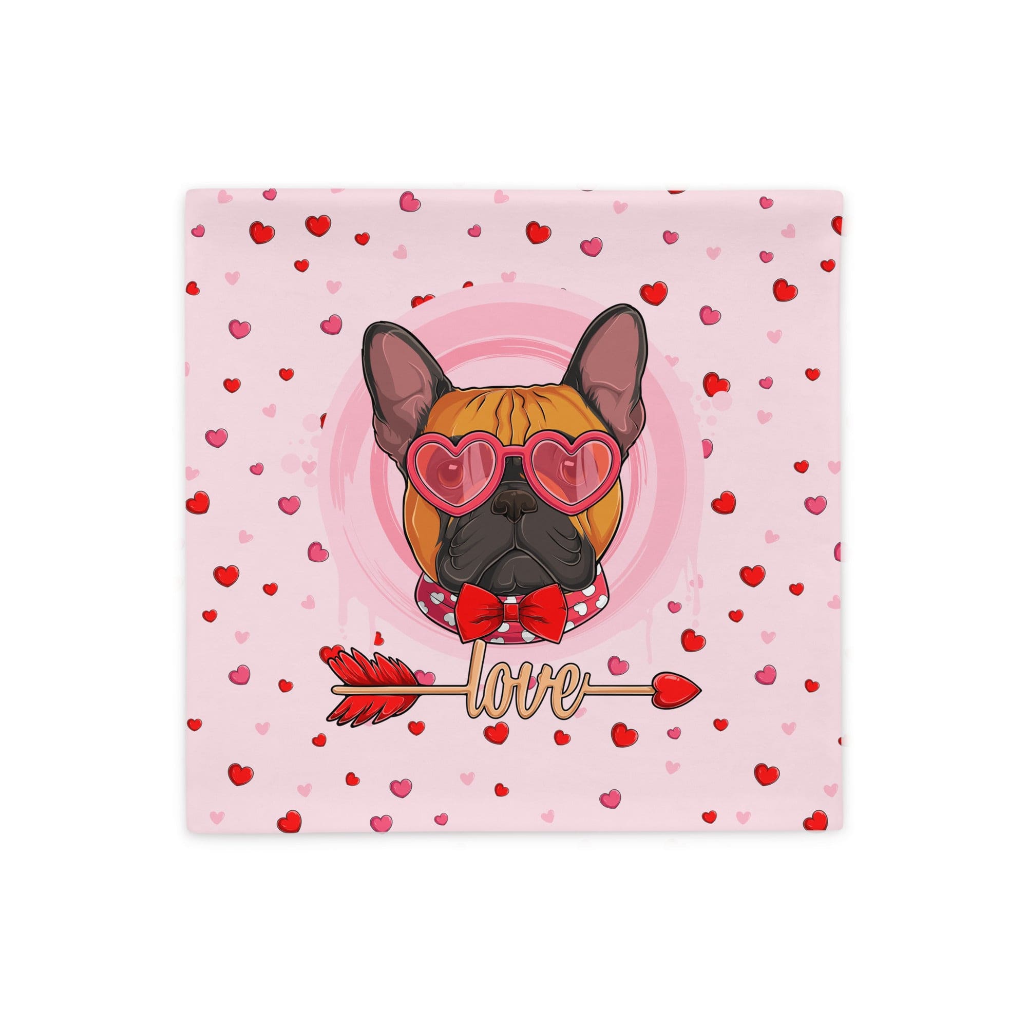 Handsome Red &amp; White Colored Male French Bulldog Pink Valentine&