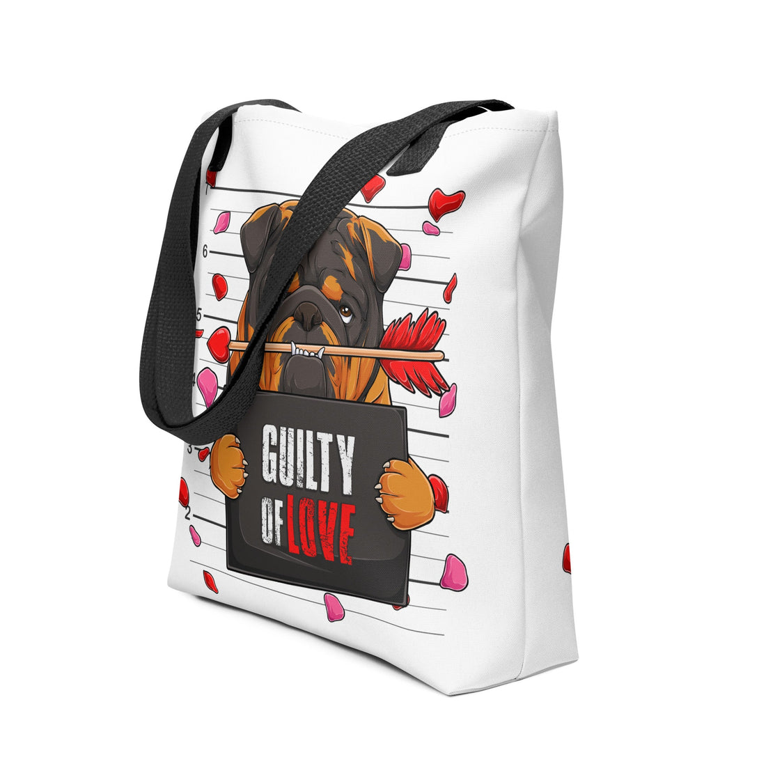 Handsome Tri Colored Male English Bulldog Guilty of Love Tote Bag