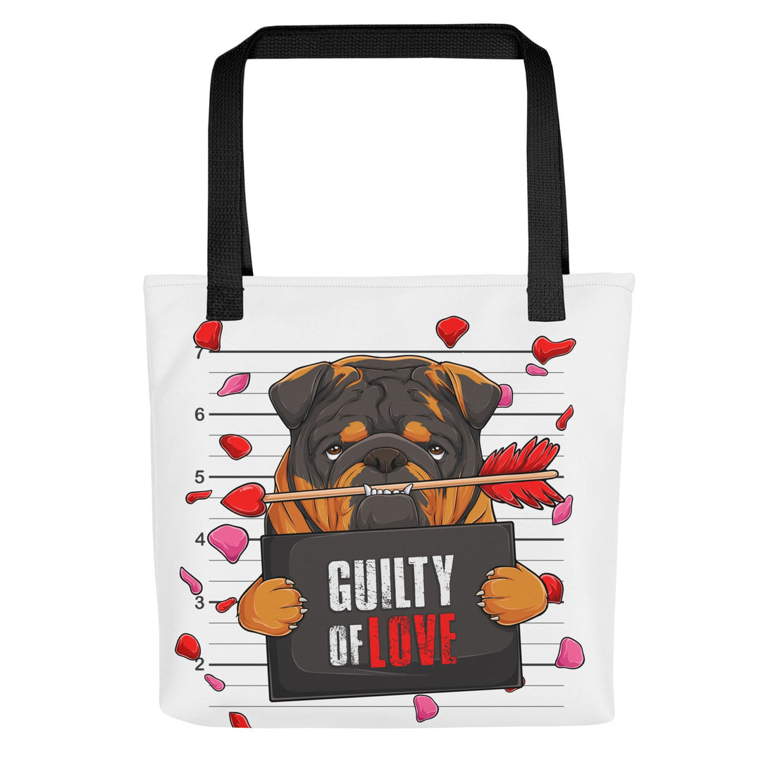 Handsome Tri Colored Male English Bulldog Guilty of Love Tote Bag