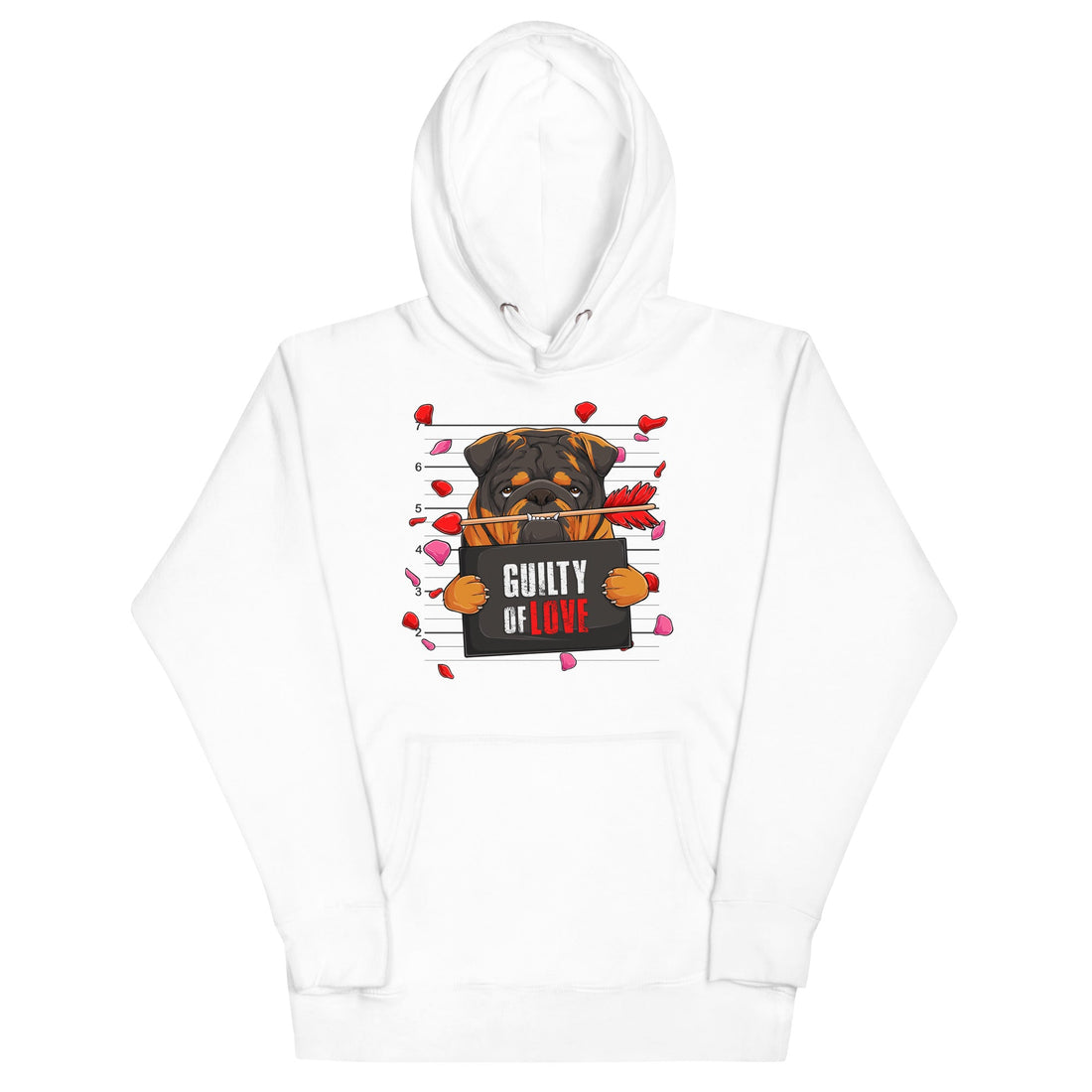 Handsome Tri Colored Male English Bulldog Guilty of Love Unisex Hoodie