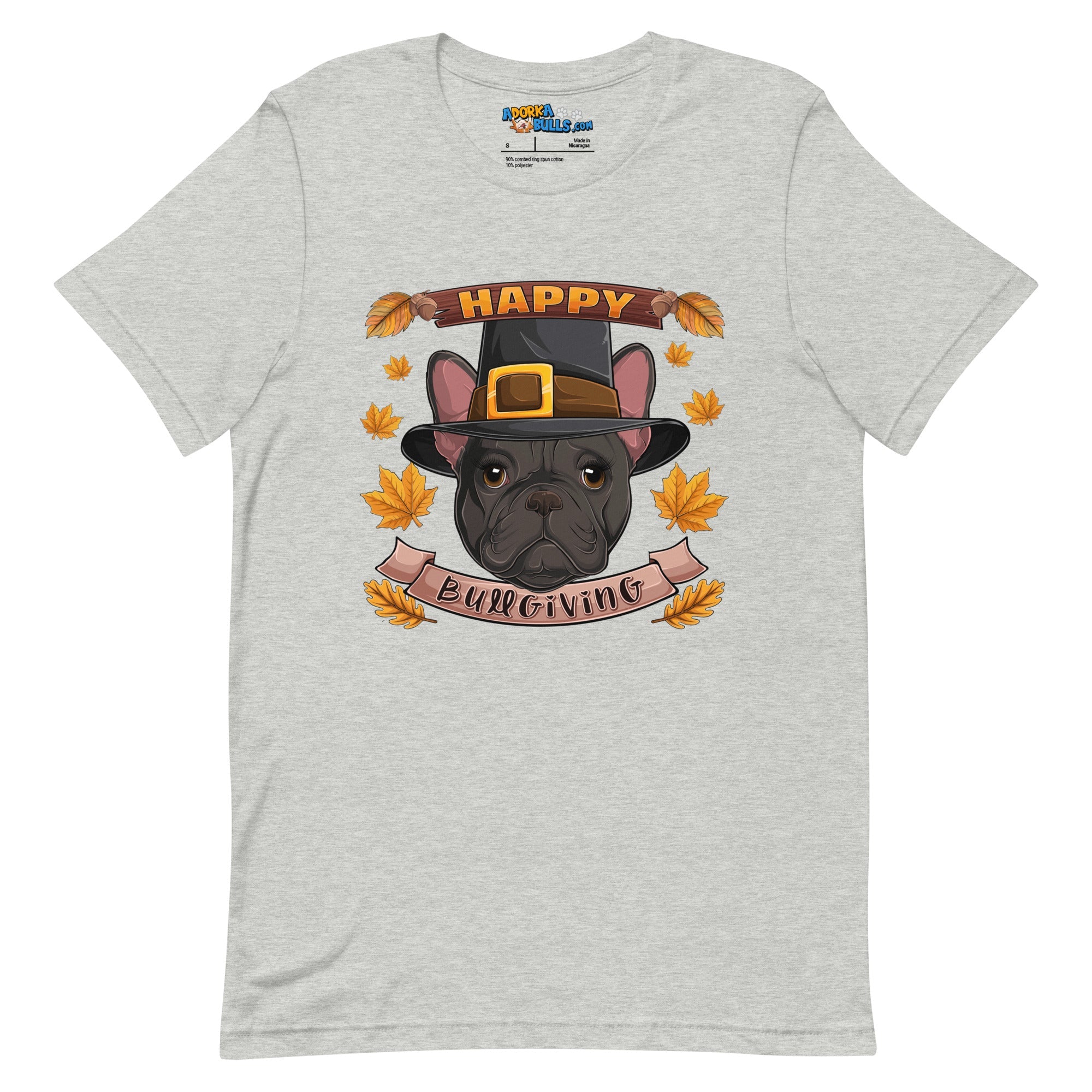 &quot;Happy Bullgiving&quot; French Bulldog Unisex Tee | B&amp;W Colored Female