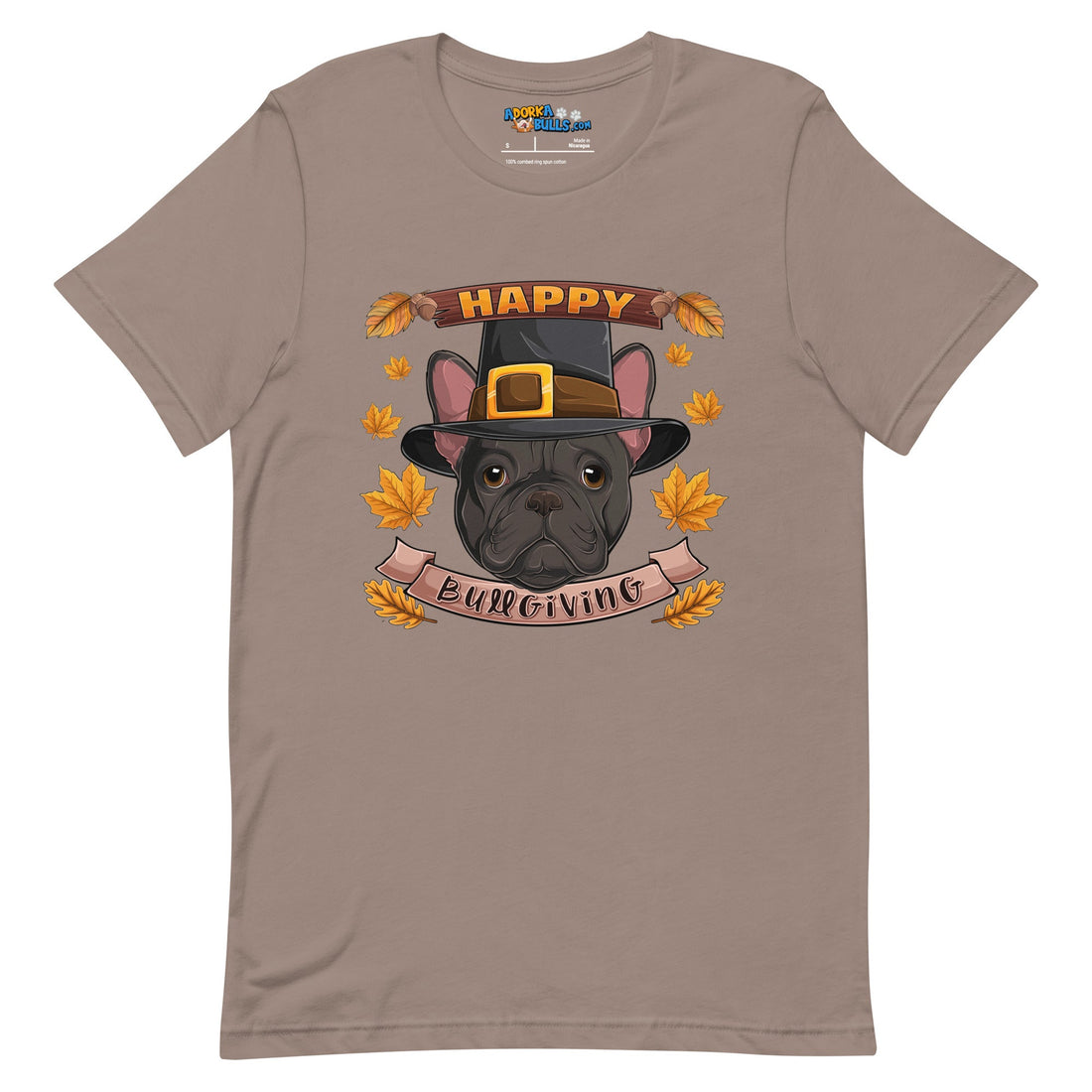 &quot;Happy Bullgiving&quot; French Bulldog Unisex Tee | B&amp;W Colored Male