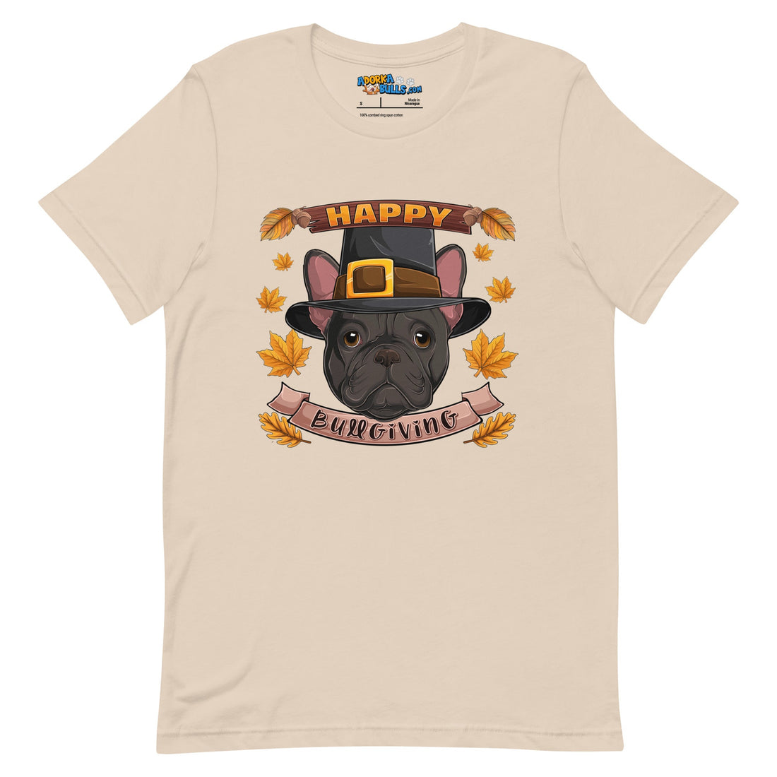 "Happy Bullgiving" French Bulldog Unisex Tee | B&W Colored Male