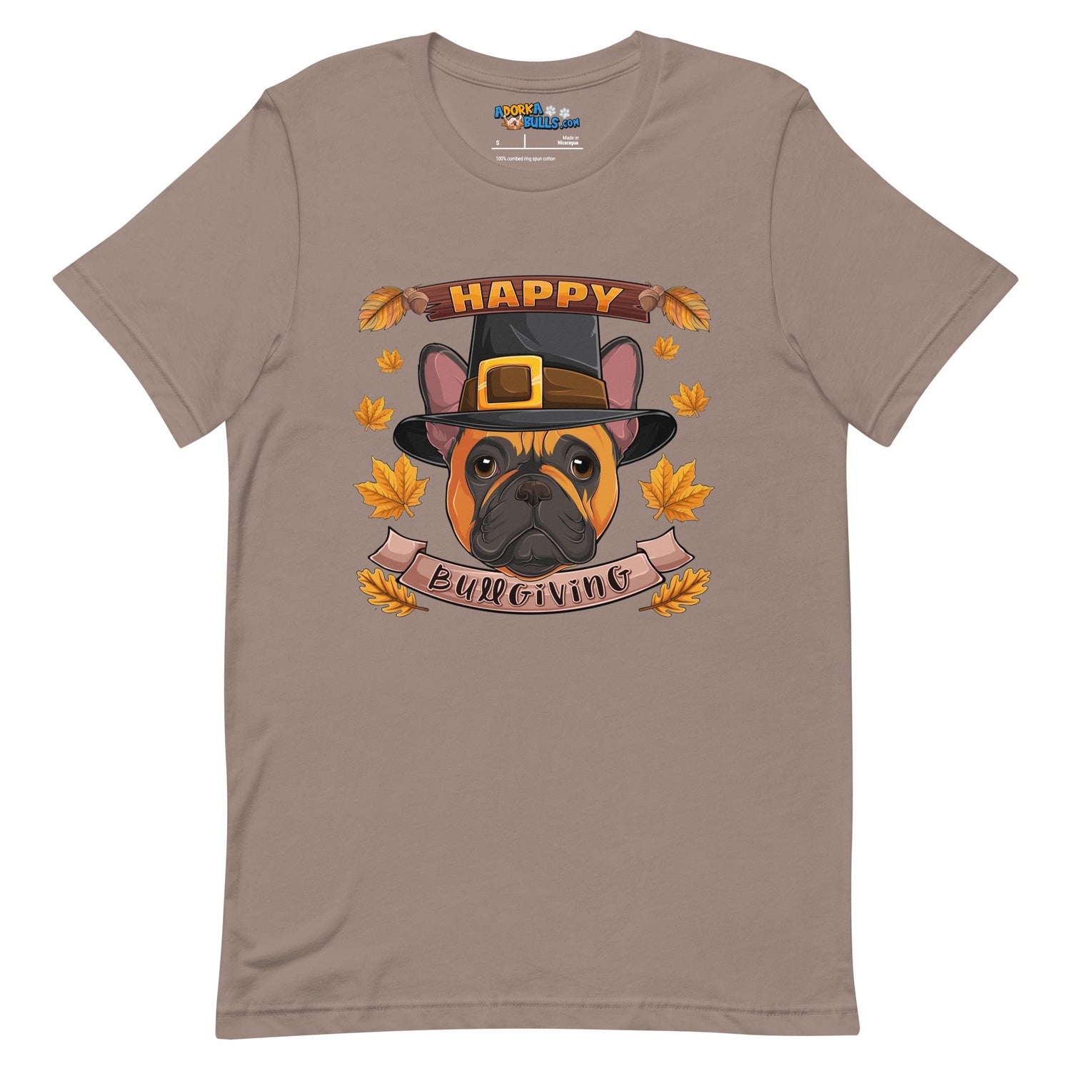 &quot;Happy Bullgiving&quot; French Bulldog Unisex Tee | Red &amp; White Colored Female