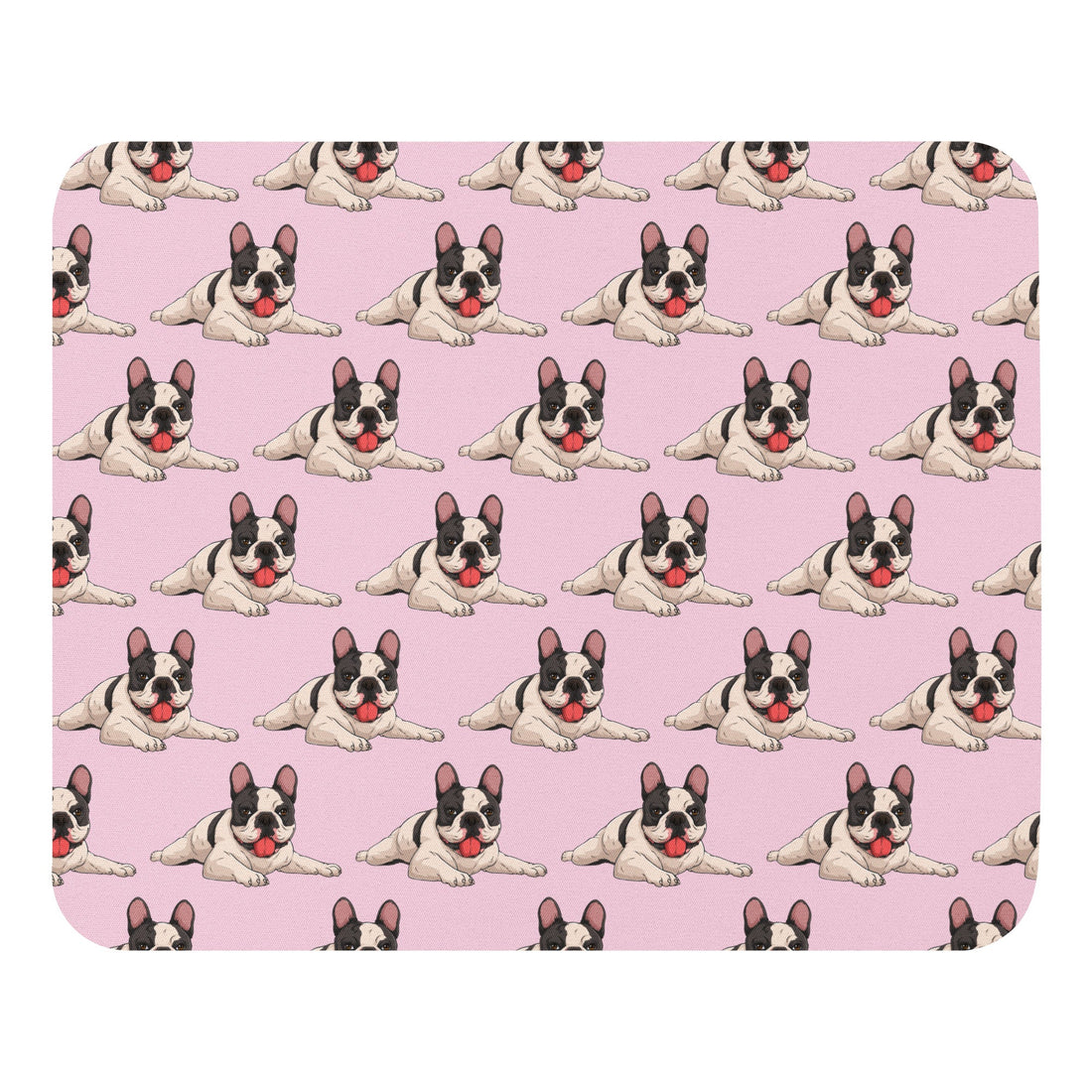 Happy French Bulldog Mouse Pad | B&W Colored